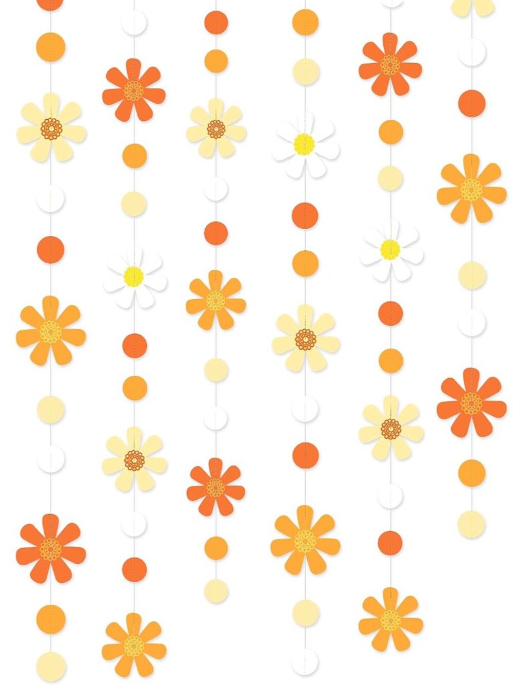 47.2 Ft Groovy Party Decorations Boho Daisy Polka Dot Garland Streamer Ombre Ora
